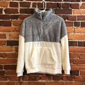Fuzzy quarter zip sweatshirt